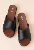 Mia Black Faux Leather Criss Cross Sandal
