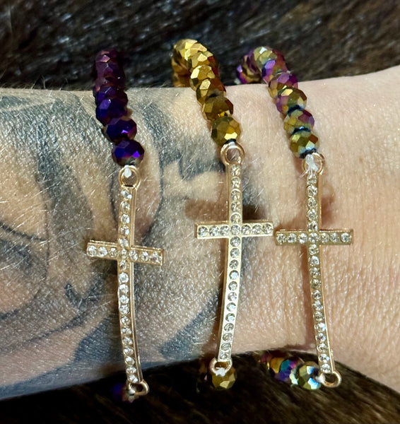 Glass Beaded Cross bracelets