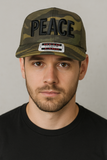 PEACE ON A TWILL CAMO HAT