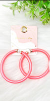 Large Solid Pink Hoop Earrings