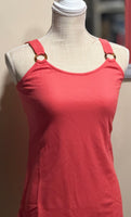 Sleeveless Tortoise Detail tank-coral