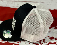 Football Mom Screen Print Black with White Mesh Hat