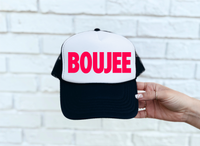 BOUJEE (Pink) DTF Printed Black & White Trucker Hat