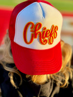 Red & Gold Chiefs Chenille Patch Trucker Cap by Randi Mahomes