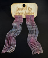 Long Tassle Glitter Earrings- purple