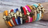 Clay disc Cross bracelets