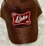 Lake Life Ponytail Trucker hat- Brown Glitter