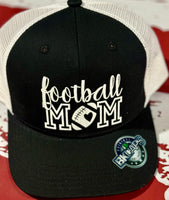 Football Mom Screen Print Black with White Mesh Hat