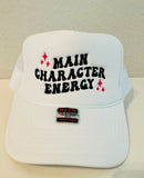 Main Character Energy Embroidered White Trucker Hat