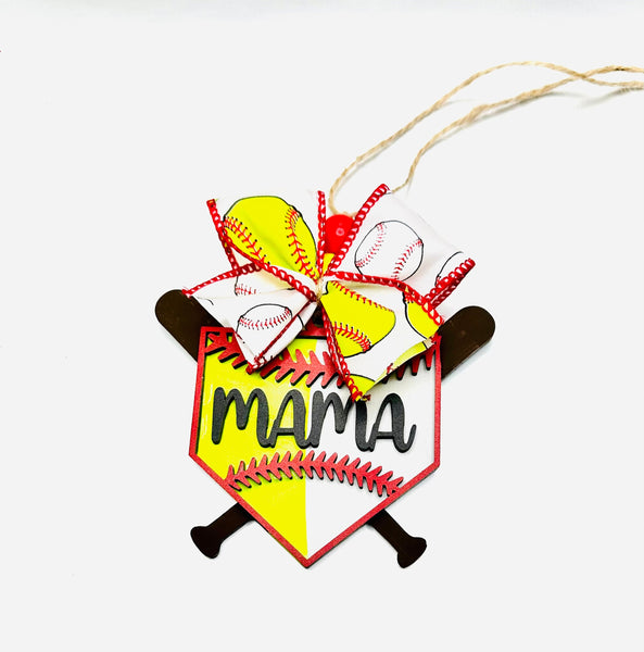 Mama of Both- Baseball & Softball Bag Tag/Car Charm