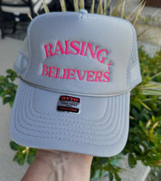 Raising Believers Embroidered Light Grey Trucker Hat