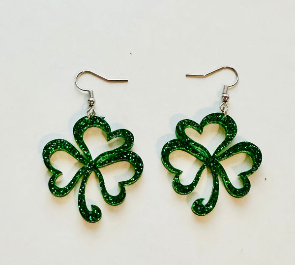 Green Glitter Shamrocks