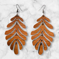 Flowing Leaf Wood Earrings