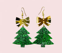 Christmas Tree Bow Earrings