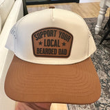 Support Your Local Bearded Dad Mens Leather patch on a Laser Perforated Hat
