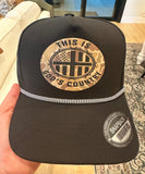 This Is Gods Country Duck Camo patch on a black rope hat