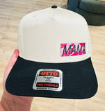 MAMA Pink CAMO Leather Patch on Otto Black and Natural HAT