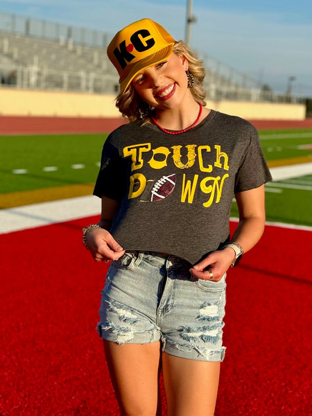 Gold Touchdown with Sequin Football by Randi Mahomes