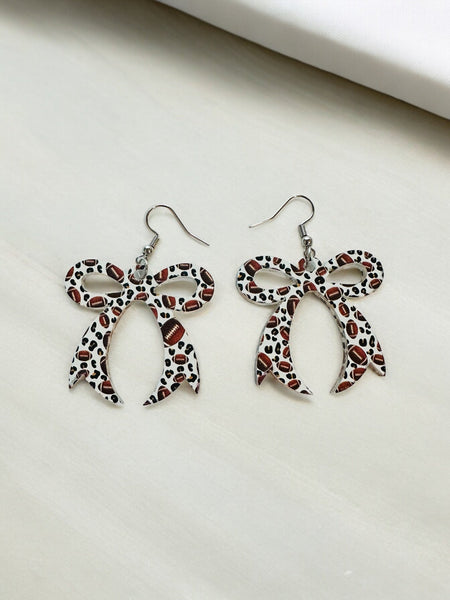 Leopard Football Bow Earrings