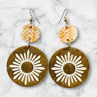 Boho Daisy Wood Earrings