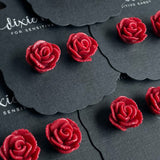 Haute Red Rose Stud Earring