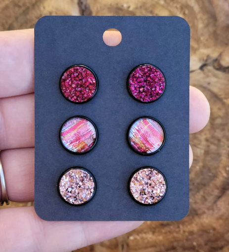 Burgundy Cheetah Earring Set- Brushstroke Collection