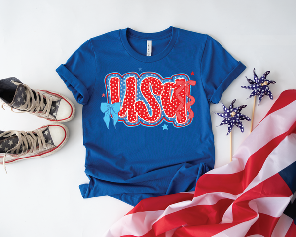USA Stars  Bows Patriotic Graphic Tee