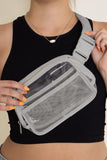 Bright White Adjustable Straps Zipper Clear Waist Bag