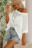 Fishnet Knit Ribbed Round Neck Short Sleeve Tee