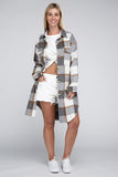 Plaid Flap Pocket Drop Shoulder Shirt