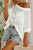 Fishnet Knit Ribbed Round Neck Short Sleeve Tee