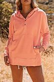 Orange Snap Button Long Sleeve Oversized Hoodie