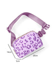 White 20*5*14cm Leopard Print Buckle Canvas Waist Pack Belt Bag