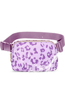 White 20*5*14cm Leopard Print Buckle Canvas Waist Pack Belt Bag