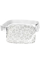 White 20*5*14cm Leopard Print Buckle Canvas Waist Pack Belt Bag