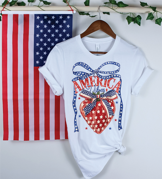 America Vibes Strawberry Patriotic Tee