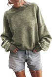 Black Plain Drop Shoulder Crew Neck Pullover Sweatshirt