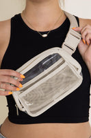 Bright White Adjustable Straps Zipper Clear Waist Bag