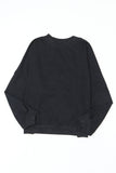 Black Plain Drop Shoulder Crew Neck Pullover Sweatshirt