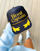 Boat Captain DTF Printed Black Trucker Hat