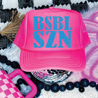 BSBL SZN DTF Printed Neon Pink Foam Trucker Hat