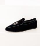 Butterfly Velvet Flats in Black