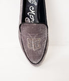 Butterfly Velvet Flats in Grey