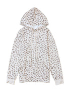 Leopard Kangaroo Pocket Long Sleeve Drawstring Hoodie