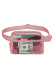 Bright White Adjustable Straps Zipper Clear Waist Bag