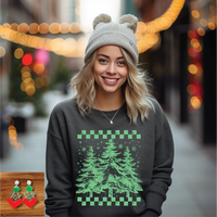 Checkered Trees Heather Dark Grey Sweatshirt