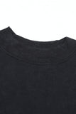 Black Plain Drop Shoulder Crew Neck Pullover Sweatshirt