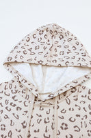 Leopard Kangaroo Pocket Long Sleeve Drawstring Hoodie