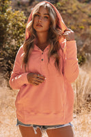 Orange Snap Button Long Sleeve Oversized Hoodie