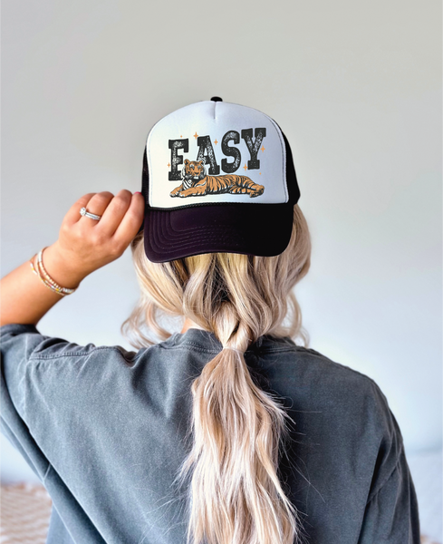 Easy Tiger DTF Printed Black and White Trucker Hat
